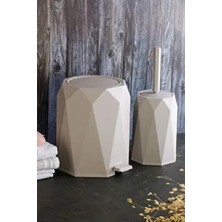 Okacih Şık Tasarımlı 2'li Banyo Seti Gri Plastik Çöp Kovası ve Tuvalet 2 Parça