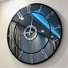 Hıbıscus Ahşap Modern Tasarımlı Yuvarlak Gerçek Ayna Duvar Saati 40 cm