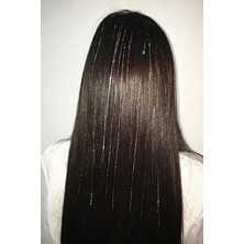 Gri Renk Simli Saç Aksesurı/ Saç Işıltısı Yan Postiş Hair Tinsel Shiny Hair