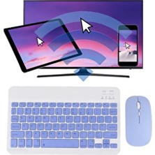 Tüm Cihazlara Uyumlu Akıllı Taşınabilir Şarj Edilebilir Kablosuz Bluetooth Klavye + Mause