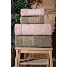 Lara Kutulu 4'lü Banyo Havlusu | Havlu Takımı | Havlu | Havlu Seti I Hamam Seti I Çeyiz Havlusu