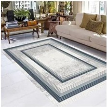 Coperta Home Modern Tema Süngerli Lastikli Halı Örtüsü 6m² Mavi Renkli Polyester Dikdörtgen Tasarım