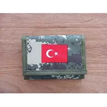 Onartem Unisex Dikey Boyun Askılı Asker Cüzdanı Tekstil Malzemeden Yeşil Renk Düz Desen