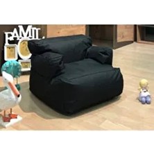 Siyah Pufumo Mini Relax Armut Puf Koltuk 1-8 Yaş İçin Yumuşak ve Dayanıklı İmperteks Kumaş