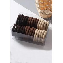 C&E Design Kadın 50'li Kahverengi Lastik Toka Seti Yumuşak Materyal ile Şık ve Kullanışlı Aksesuar