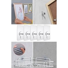 5 Adet Kendinden Yapışkanlı Duvar Kancaları Şeffaf Raf Duvar Askıları Mutfak Banyo Vida Kanca Çivi