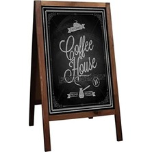 Menü Tahtası, Ayaklı Yazı Tahta, Çift Taraflı Kara Tahta Ahşap Büyük Boy 95X60 cm