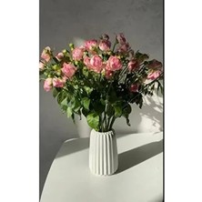 Çizgili Dekoratif Beton Vazo 15 cm