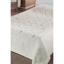 Merinos Pırıltı Embos Kemik Gold Işlemeli Çift Kişilik Polyester Battaniye