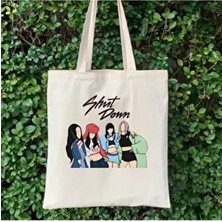 Cemira Black Pink Shut Down Blackpink Bez Çanta Baskılı Tote Bag Kadın Tasarım Koleksiyonu
