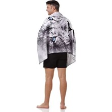 Yorka Design Beyaz Kaplan Desenli Spor Havlusu Mikrofiber 70 x  140 cm Süper Emici Hızlı Kuruma Özelliği