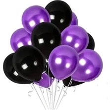 Deniz Party Store Wednesday Metalik Mor Siyah Balon 12 Inç 10 Adet Mor Renkli Parti Malzemesi
