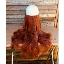 Akolife Bakır Dalgalı Yarım Ay Çıt Çıt Postiş Isıya Dayanıklı Kadınlar İçin Doğal Görünüm