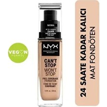 NYX Professional Makeup NYX Can't Stop Won't Stop 30 ml Tam Kapatıcı Mat Fondöten 07 Natural Yağlı Ciltler İçin