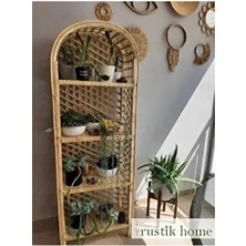 El Yapımı Hasır Banyo Mutfak Balkon Teras Salon Rafı Kitaplık Çiçeklik 4 Kat Dekoratif Erzak Dolab