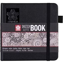 Sakura Sert Kapak Sketchbook Eskiz Çizim Defteri Siyah 12X12 Cm 140 Gr 80 Yaprak Ivory Kağıt