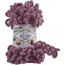 Alize Mor Renkli 28 Gül El Örgü Iplikleri Polyester Malzeme Özellikli Panduf Battaniye Ipi