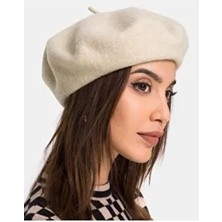 Unisex Bej Yün Keçe Ressam Beresi