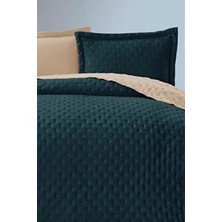 Washed Soft Çift Taraflı Çift Kişilik Yatak Örtüsü Yeşil