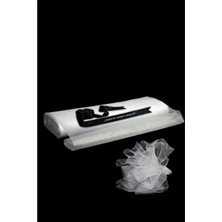 Adenz Kişiye Özel Beyaz Süsleme Tülü 1 metre x 3 metre Saten Kurdele Baskılı Bohça