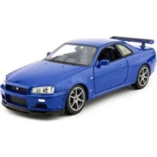 Welly Nissan Skyline Gtr (R34) 1/24 Ölçek Mavi Diecast Model Araba Gerçekçi Detaylarla