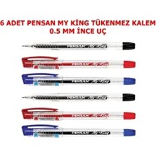 My King Çok Renkli Jel Kalem 6 Adet Mavi-Kırmızı-Siyah 2'şer İnce Uçlu