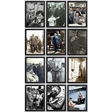 Four Arts Atatürk Çocuk Sevgisi Çerçeve Görünümlü 12 Li Ahşap Tablo Seti, M
