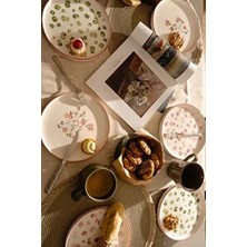Hand Made Berthe Çiçekli 6’li Özel Tasarım Stackable Pasta Tabağı Seti