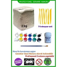 2 kg Seramik Hamuru Seti, Kil Çamuru Ebeşuar, Oyun Hamuru Seti, Havayla Kuruyan Kil Çamur Seramik