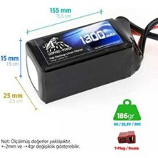 Power 1300 Mah 22.2V 6s 30C Lityum Polimer Lipo Batarya Pil T Plug
