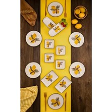 14 Parça 6 Kişilik Limon Kahvaltı Takımı - Lüx Kahvaltılık Sunum Seti Tabağı