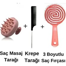 Acarlar Ticaret Pro Üç Boyutlu Oval Saç Fırçası Şekillendirici Tarak Krepe Şiş Tarağı Silikon Masaj Tarağı