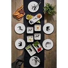 14 Parça 6 Kişilik Safari Kahvaltı Takım - Nature - Lüx Kahvaltılık Sunum Seti Tabağı