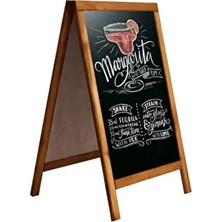 Menü Tahtası, Ayaklı Yazı Tahta, Çift Taraflı Kara Tahta Ahşap Büyük Boy 55X105 cm