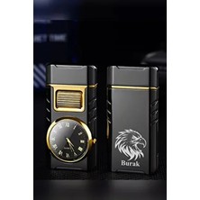 İşte Bu Kişiye Özel Isimli Kartal Metal Rüzgar Geçirmez Saatli Gazlı Tasarım Çakmak