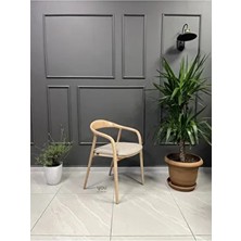 Sandalye - Ahşap Sandalye - Masif Yemek Odası Sandalyesi - Beyaz Naturel Cila