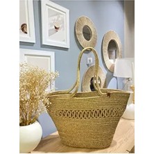 MaVaux Hasır Jüt Kadın Omuz Çantası %100 El Yapımı Vegan Pamuk Materyal Plaj Koleksiyonu