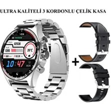 JS27 Promax Çelik Kasa 3 Kordonlu Premium Seri Akıllı Saat