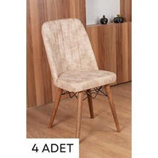 Jev Serisi Mutfak Sandalyesi , Yemek Sandalyesi , 4 Adet Krem Sandalye