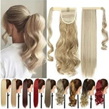 Küllü Sarı Düz Bağlamalı Cırtcırtlı At Kuyruğu Postiş Çıtçıt Saç /ısıya Dayanıklı