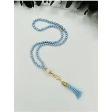 Lena Gift Workshop 10 Adet Bebemavi Vavlı Püsküllü Plastik İnci 99'lu Namaz Tesbihi Hediyelik Doğal Taş