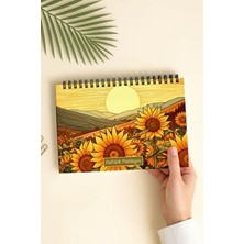 Eldesen Tasarım Eldesen Ayçiçekli Tasarım Haftalık Planlayıcı A5 Defter, Esnek İnce Karton Kapaklı, Orta Boy