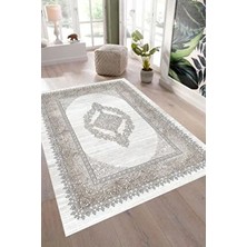 Coperta Home Modern Tema Süngerli Lastikli Halı Örtüsü 6m² Kahverengi Polyester Dikdörtgen Kesim