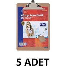 5 Adet Ahşap Sekreterlik (Sıkıştırmalı - Klipsli) Dosya A4