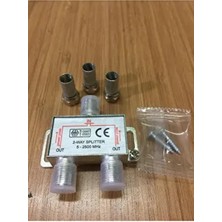 1/2 Splitter ve 3 Adet F Konnektör, 1 Giriş 2 Çıkış Kablo Tv Uydu Anten Çoklayıcı