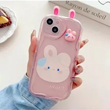 Iphone 13 ve 14 Uyumlu Kulaklı Tasarımlı Oyuncaklı Şeffaf Silikon Kılıf