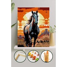 Sayılarla Boyama 40X50 cm Tuval Seti Fırça Boya Dahil Çıtaya Gerili - Siyah Inci