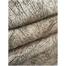 Hilal Home Sabıre Süngerli Koltuk Çekyat Örtüsü Süt Kahve Kadife Kaymaz Geometrik Desenli