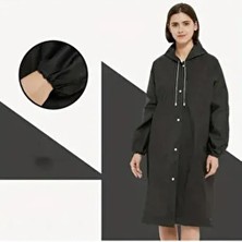 Kadın Erkek Yağmurluk Şemsiye Kapüşonlu Çıtçıtlı Eva Siyah Yağmurluk