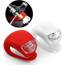 LED Işıklı 3 Fonksiyonlu Bisiklet Scooter Ön Işık Flaşör Seti (Kırmızı-Beyaz)-Su Geçirmez-Çakar Seti